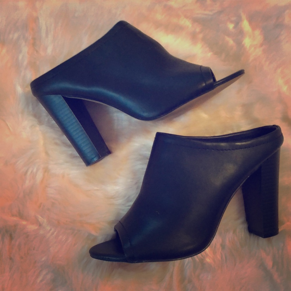 Black peep toe heels